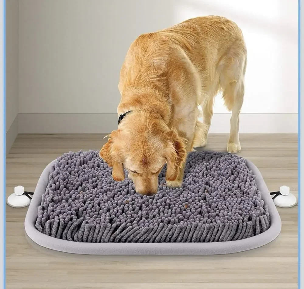 Rundik Dog Snuffle Mat Gray Interactive Feeding Puzzle Treat Foraging Mat